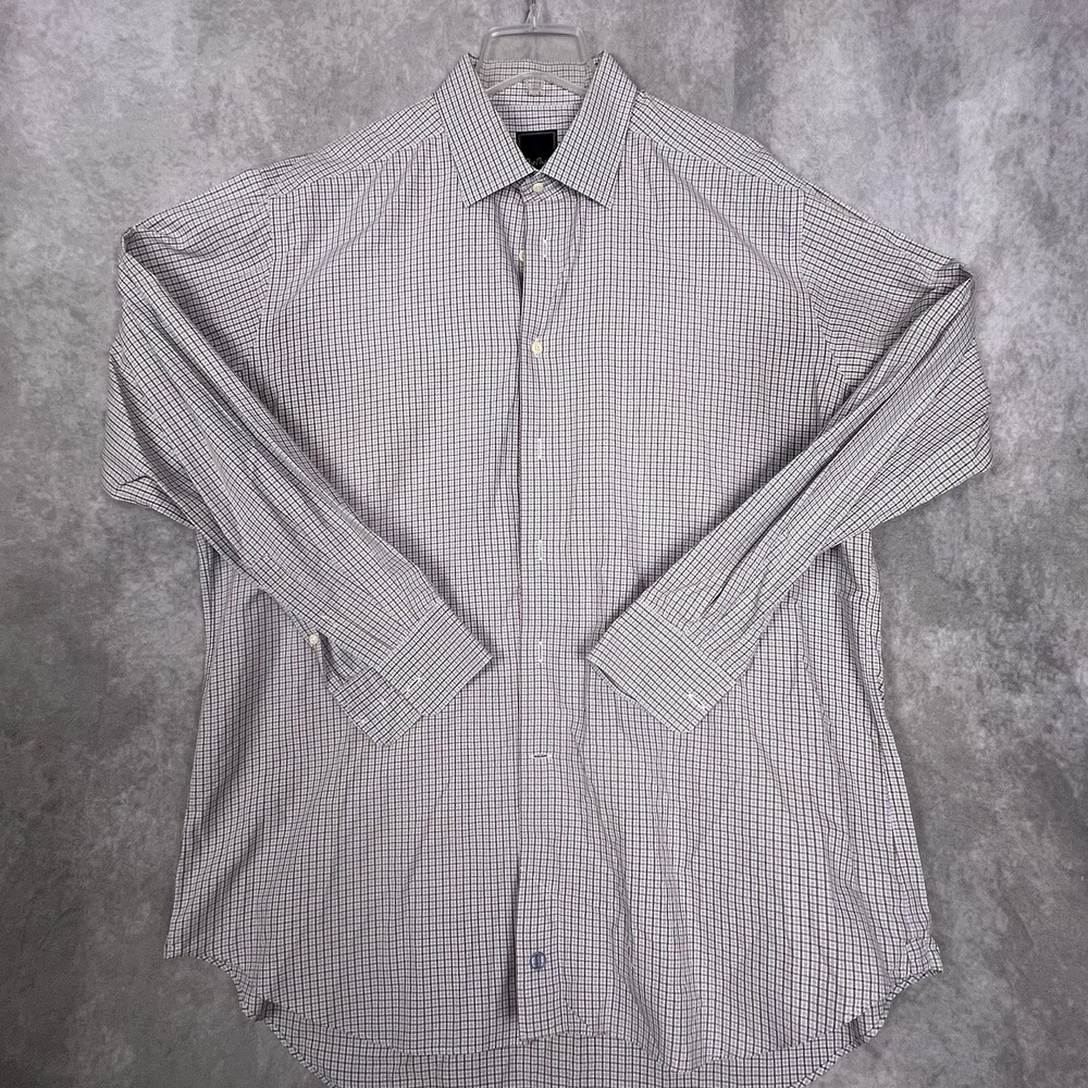 David Donahue Long‎ Sleeve Dress Shirt Men's 17.5 (34/35) - blue/red check